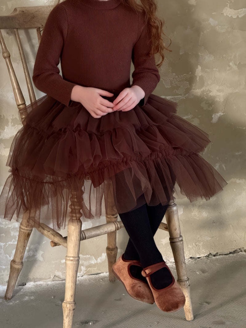 長袖ワンピース 長袖ワンピース チュチュパフュースカート バレリーナドレス【mh0011895】