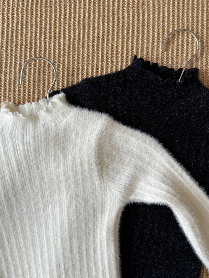 ニット・セーター 長袖ハイネックセーター フェイクミンクフリース インナートップス【mh0011898】