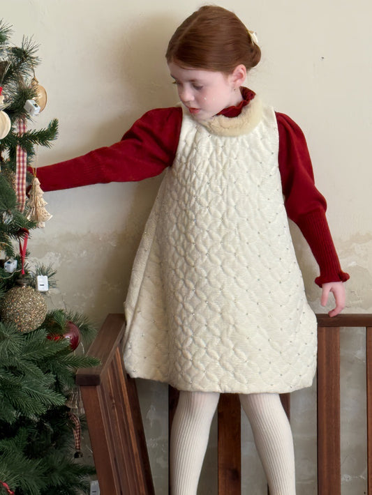 ノースリーブワンピース red sweater / 90cm ノースリーブキルトワンピース ビーズ刺繍 キルティングドレス【mh0011885】