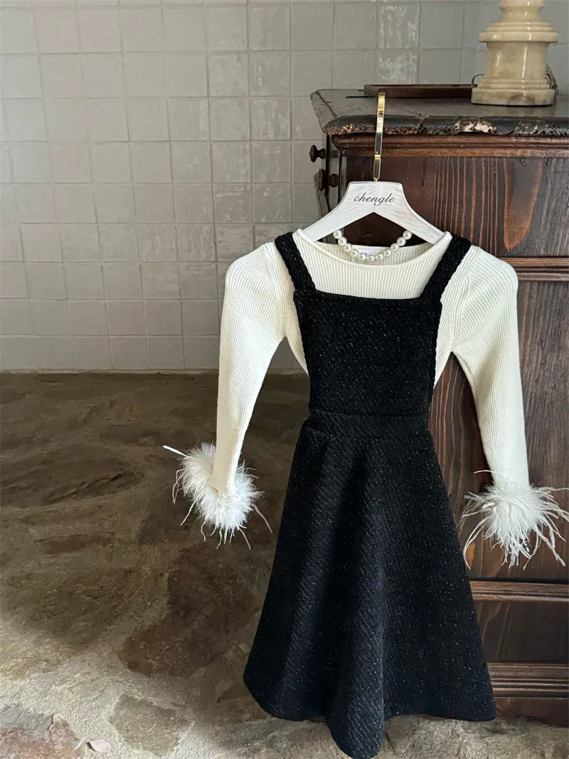 ニット・セーター キッズトップス フェザーリスト長袖シンプルニットTシャツカットソー【mh0007943】