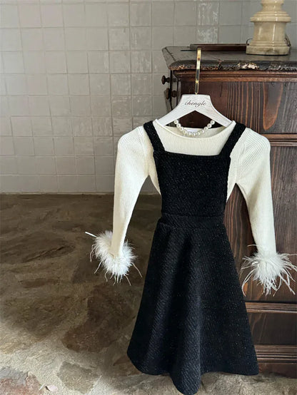 ニット・セーター キッズトップス フェザーリスト長袖シンプルニットTシャツカットソー【mh0007943】