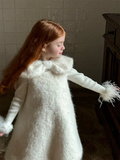 ニット・セーター キッズトップス フェザーリスト長袖シンプルニットTシャツカットソー【mh0007943】