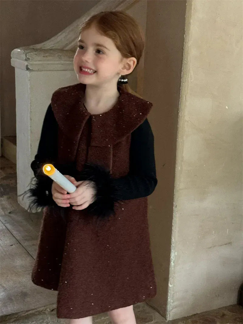 ニット・セーター キッズトップス フェザーリスト長袖シンプルニットTシャツカットソー【mh0007943】