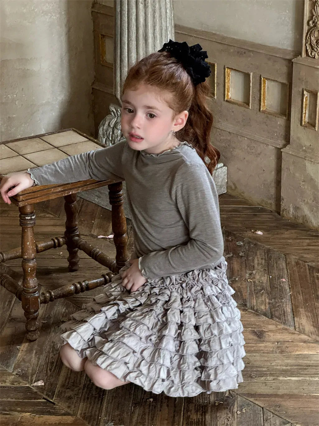 長袖Tシャツ メロウフリルネック長袖Tシャツ【mh0011224】