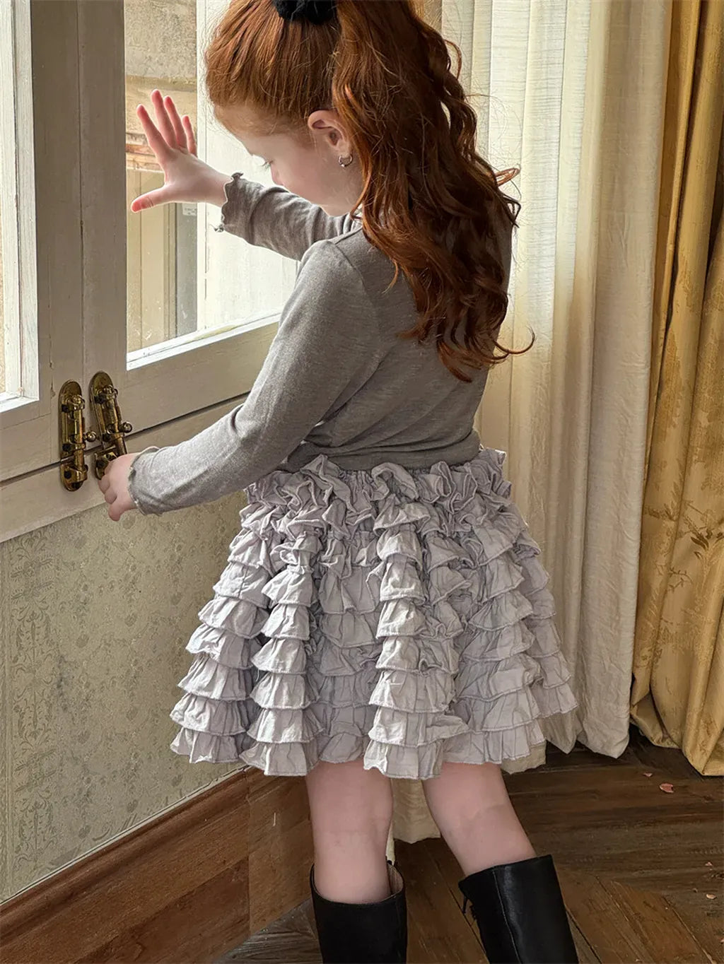 長袖Tシャツ メロウフリルネック長袖Tシャツ【mh0011224】