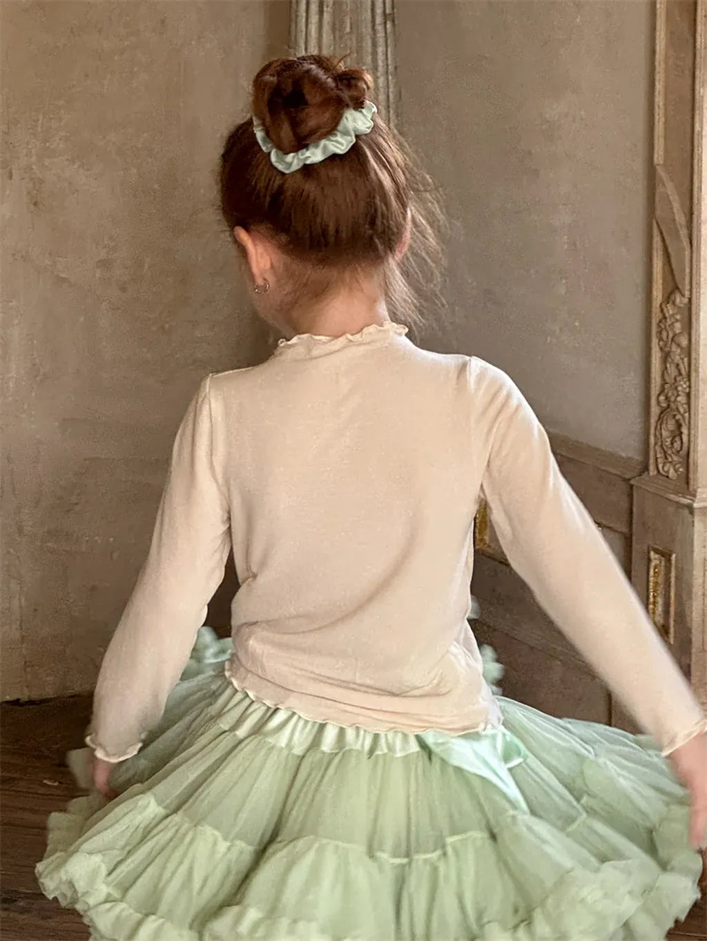 長袖Tシャツ メロウフリルネック長袖Tシャツ【mh0011224】