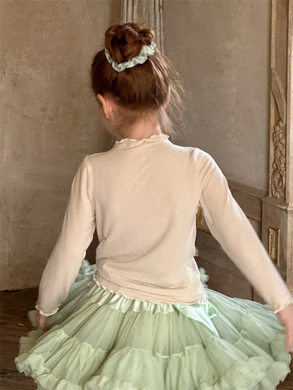 長袖Tシャツ メロウフリルネック長袖Tシャツ【mh0011224】