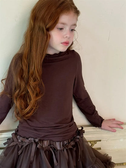 長袖Tシャツ メロウフリルネック長袖Tシャツ【mh0011224】