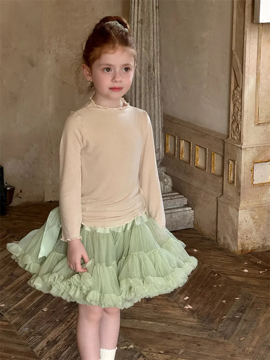 長袖Tシャツ メロウフリルネック長袖Tシャツ【mh0011224】