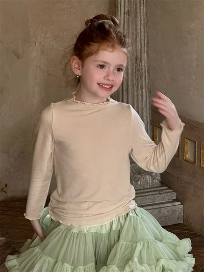 長袖Tシャツ メロウフリルネック長袖Tシャツ【mh0011224】