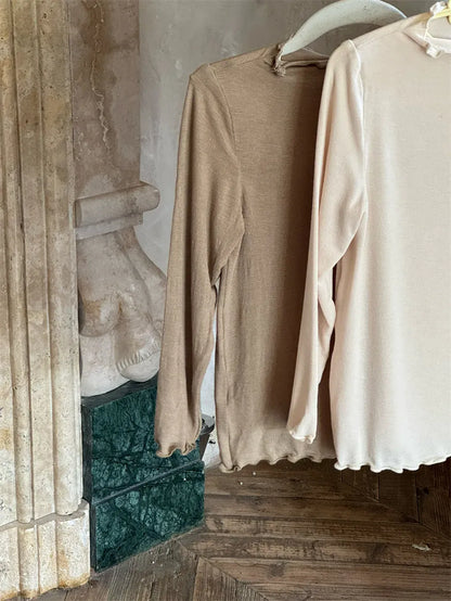 長袖Tシャツ メロウフリルネック長袖Tシャツ【mh0011224】