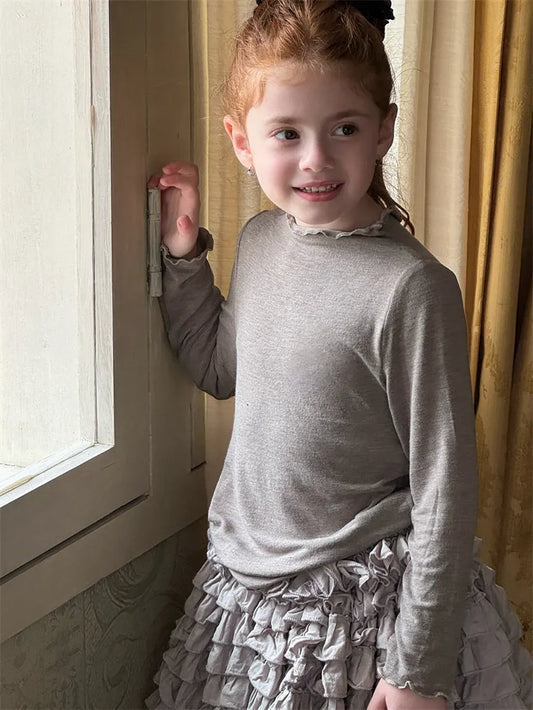 長袖Tシャツ メロウフリルネック長袖Tシャツ【mh0011224】