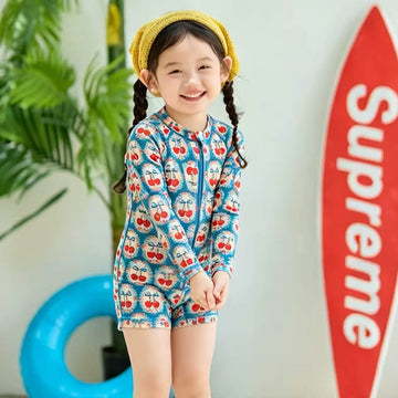 Cherry Long-sleeve Sun Protection Swimwear チェリー 長袖ワンピース水着【mh0013323】 mamahalo kids ベビー用水着
