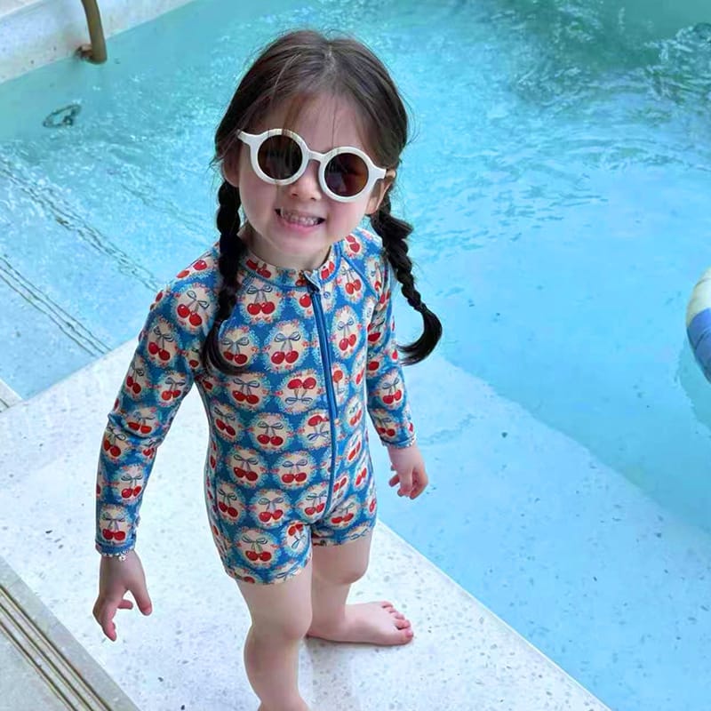 Cherry Long-sleeve Sun Protection Swimwear チェリー 長袖ワンピース水着【mh0013323】 mamahalo kids ベビー用水着