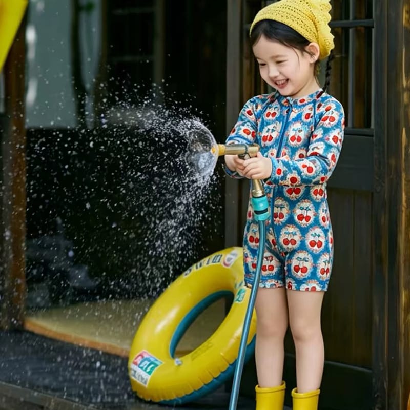 Cherry Long-sleeve Sun Protection Swimwear チェリー 長袖ワンピース水着【mh0013323】 mamahalo kids ベビー用水着