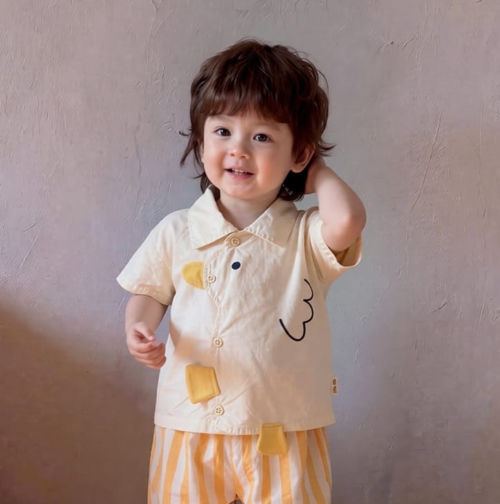 Chick Embroidery Shirt ひよこ 刺繍 半袖シャツ【mh0012857】 ABNN 半袖シャツ・ブラウス