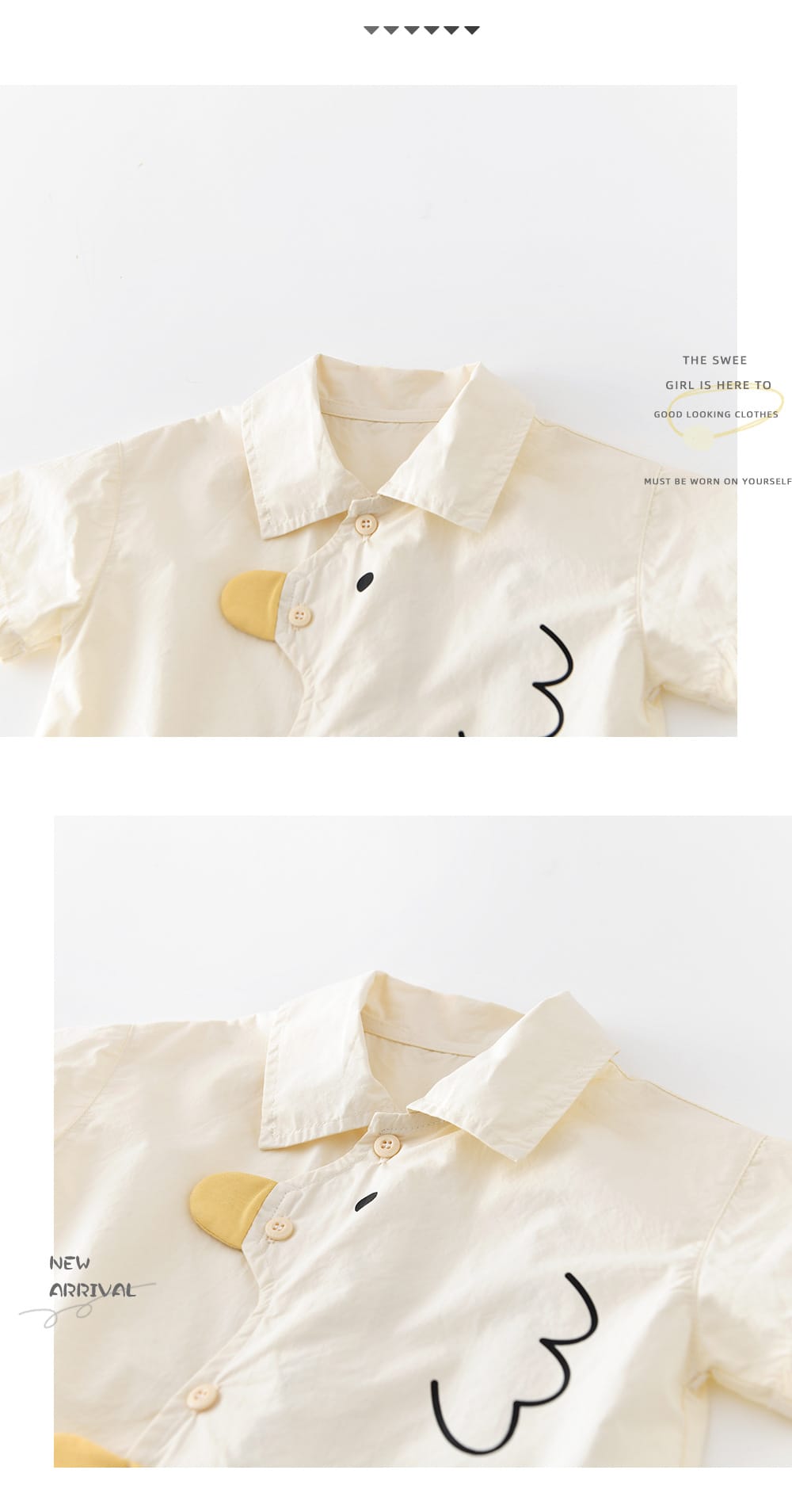 Chick Embroidery Shirt ひよこ 刺繍 半袖シャツ【mh0012857】 ABNN 半袖シャツ・ブラウス