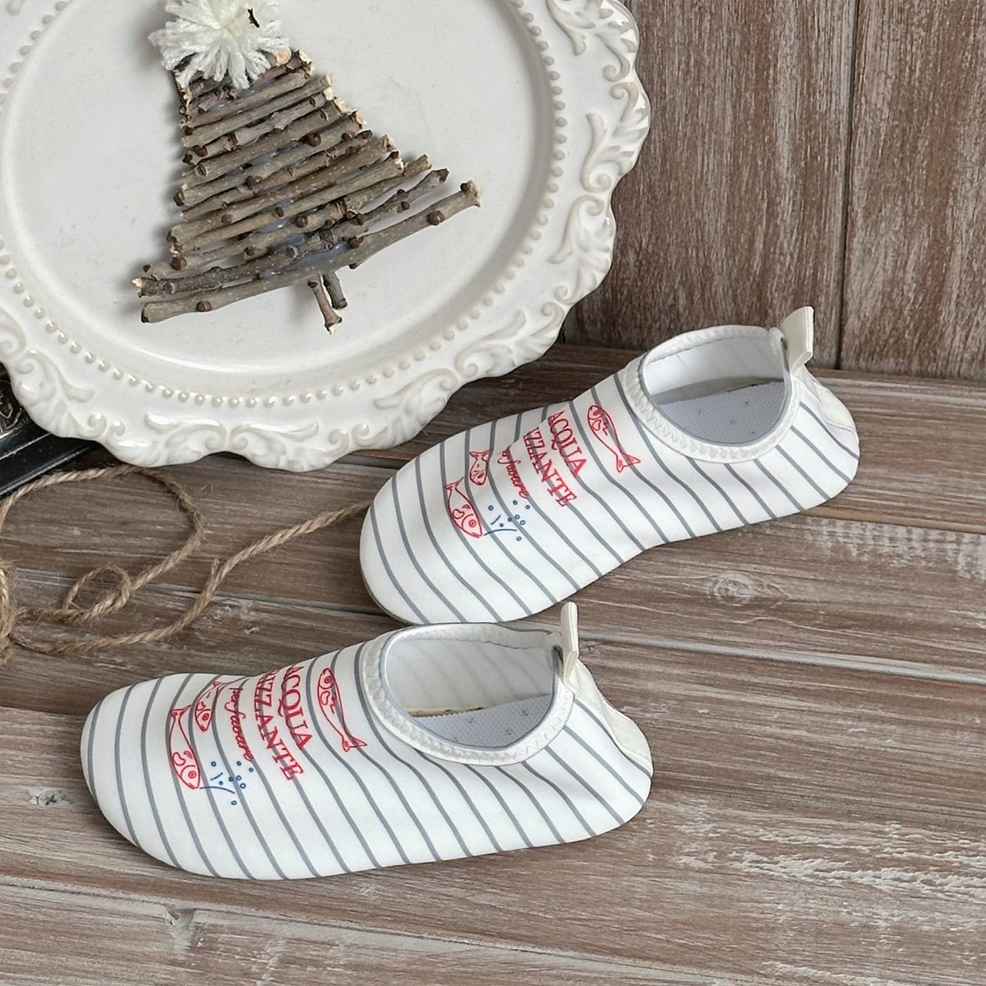 Children's Soft Sole Anti-Slip Beach Shoes フリル マリンシューズ【mh0013327】 Striped small fish shoes / Size 24-25 [Insole length 14cm] mamahalo accessories ベビー用靴