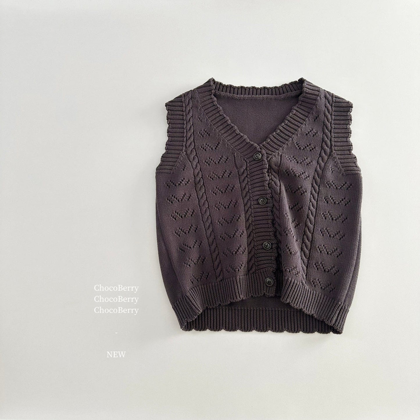 ベスト Dark Gray / 100cm レースニット前あきベスト【mh0010034】