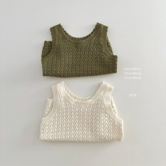 タンクトップ・キャミソール・ノースリーブトップス レースニットタンクトップ【mh0010031】