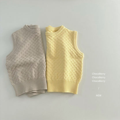 タンクトップ・キャミソール・ノースリーブトップス チェックニットノースリーブベストトップス【mh0010032】