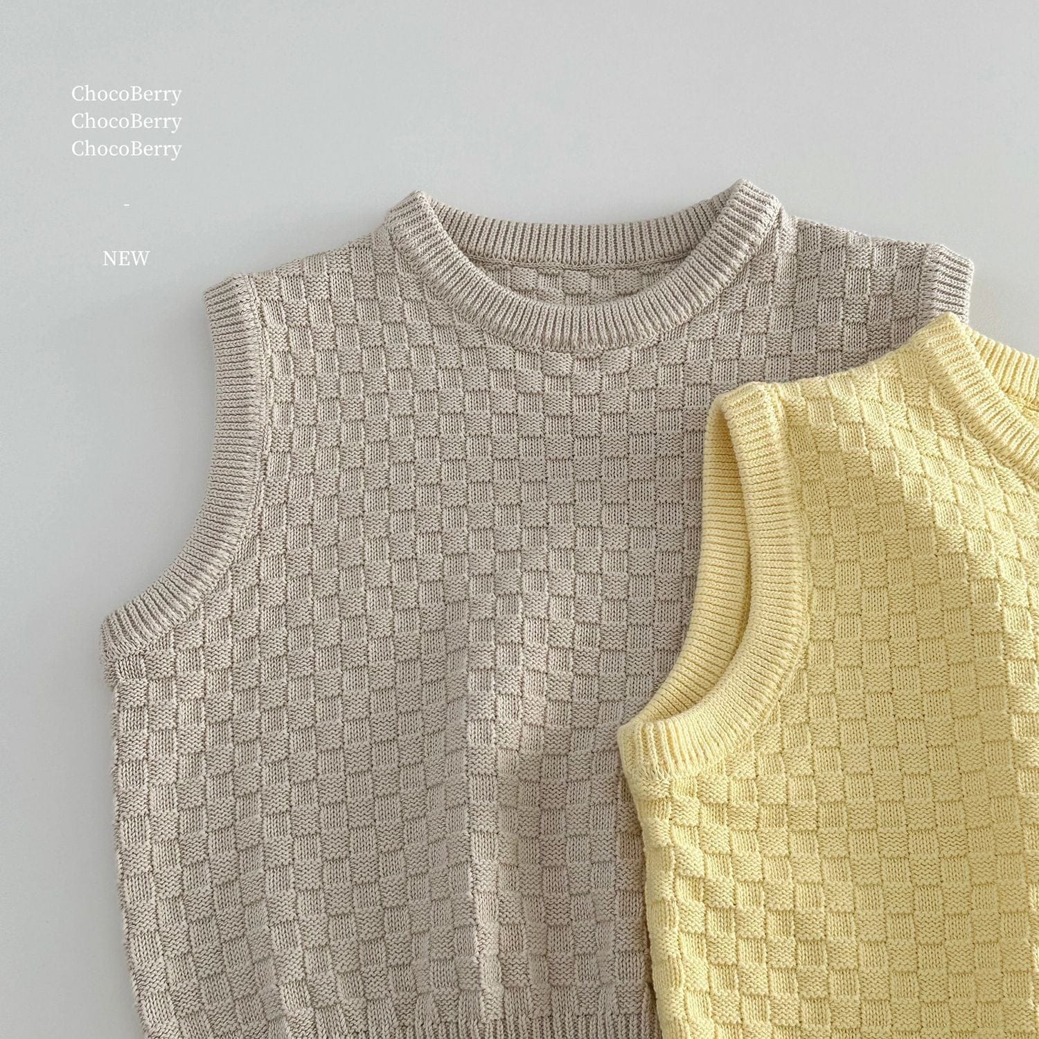 タンクトップ・キャミソール・ノースリーブトップス チェックニットノースリーブベストトップス【mh0010032】