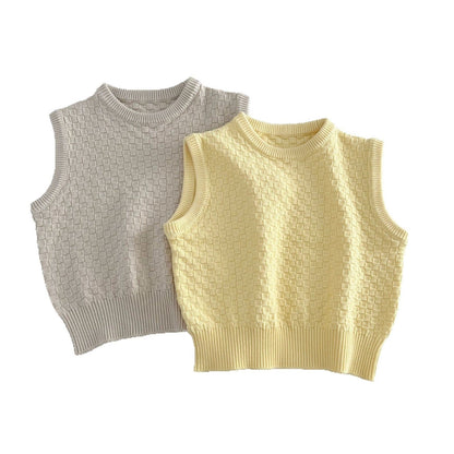 タンクトップ・キャミソール・ノースリーブトップス チェックニットノースリーブベストトップス【mh0010032】