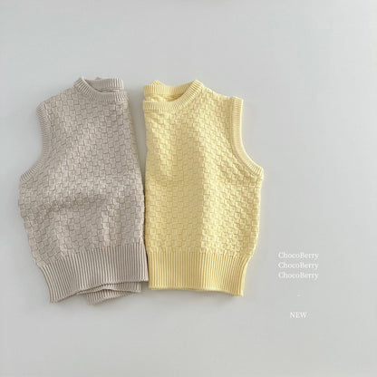 タンクトップ・キャミソール・ノースリーブトップス チェックニットノースリーブベストトップス【mh0010032】