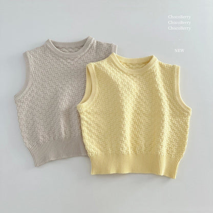 タンクトップ・キャミソール・ノースリーブトップス チェックニットノースリーブベストトップス【mh0010032】