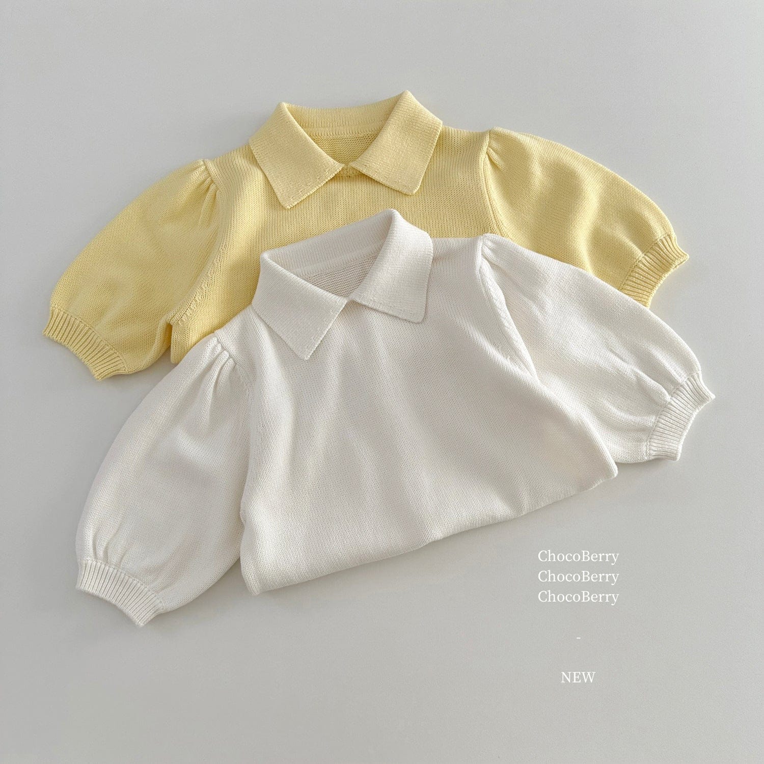 半袖シャツ・ブラウス ニット半袖パフスリーブポロシャツ【mh0010033】