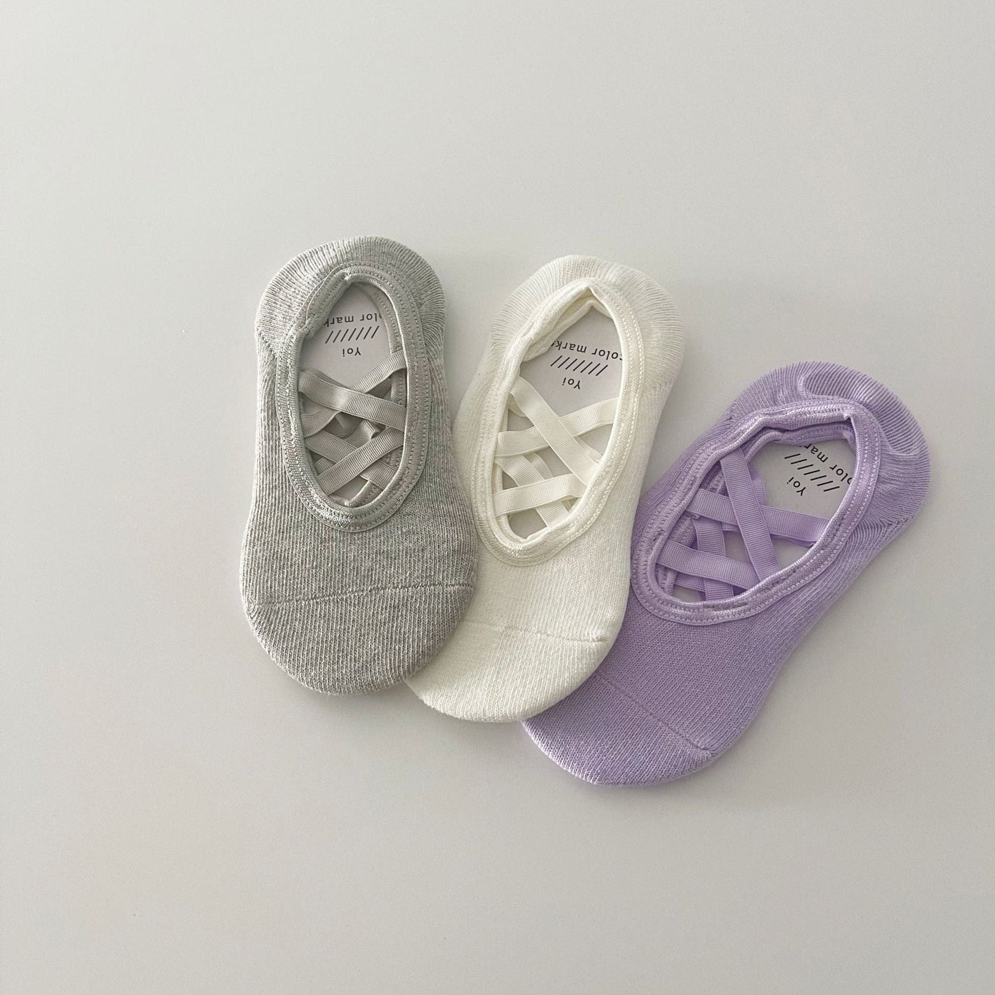 ベビー用靴下・タイツ Purple group / Size S 4-6 years old Socks sole 14cm クロスストラップカバーソックス3足セット【mh0010037】