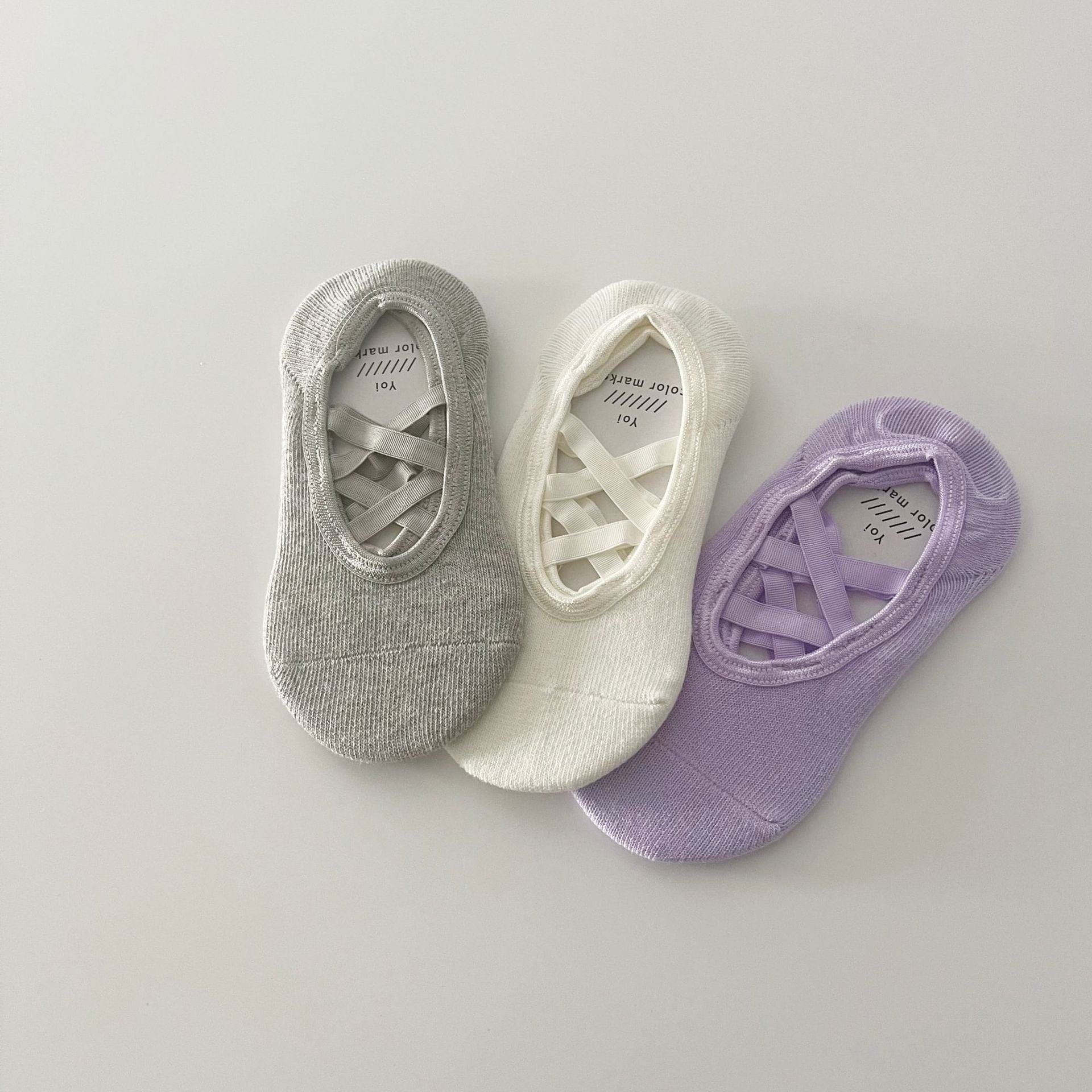 ベビー用靴下・タイツ Purple group / Size S 4-6 years old Socks sole 14cm クロスストラップカバーソックス3足セット【mh0010037】