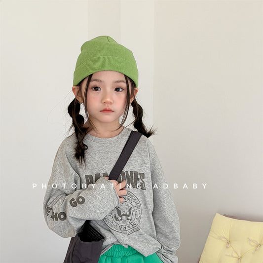College Graphic Long Sleeve Top カレッジロゴ プリント 長袖 Tシャツ【mh0012473】 ADbaby 長袖Tシャツ