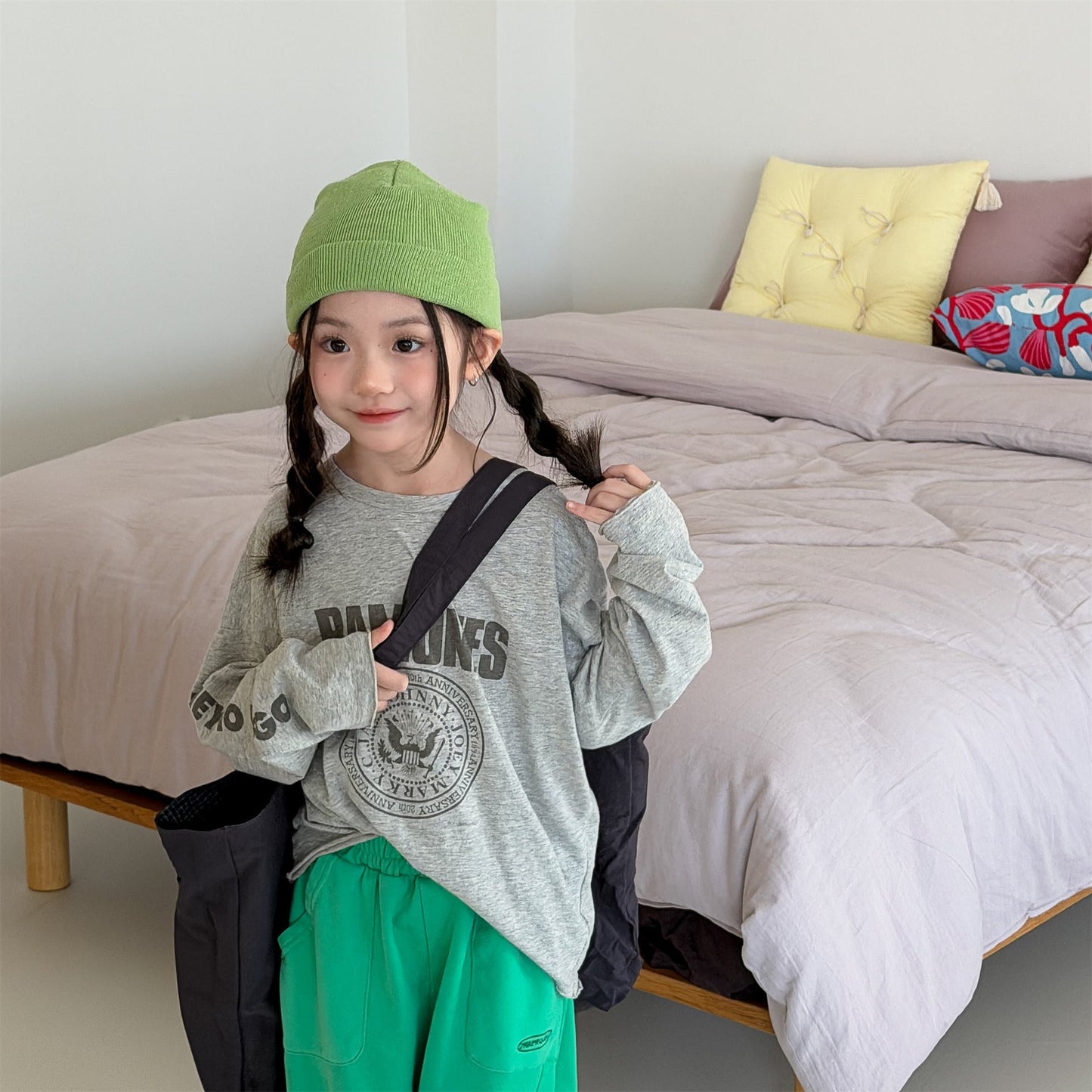 College Graphic Long Sleeve Top カレッジロゴ プリント 長袖 Tシャツ【mh0012473】 ADbaby 長袖Tシャツ