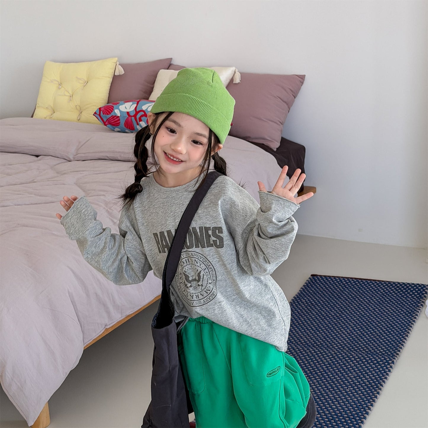 College Graphic Long Sleeve Top カレッジロゴ プリント 長袖 Tシャツ【mh0012473】 ADbaby 長袖Tシャツ
