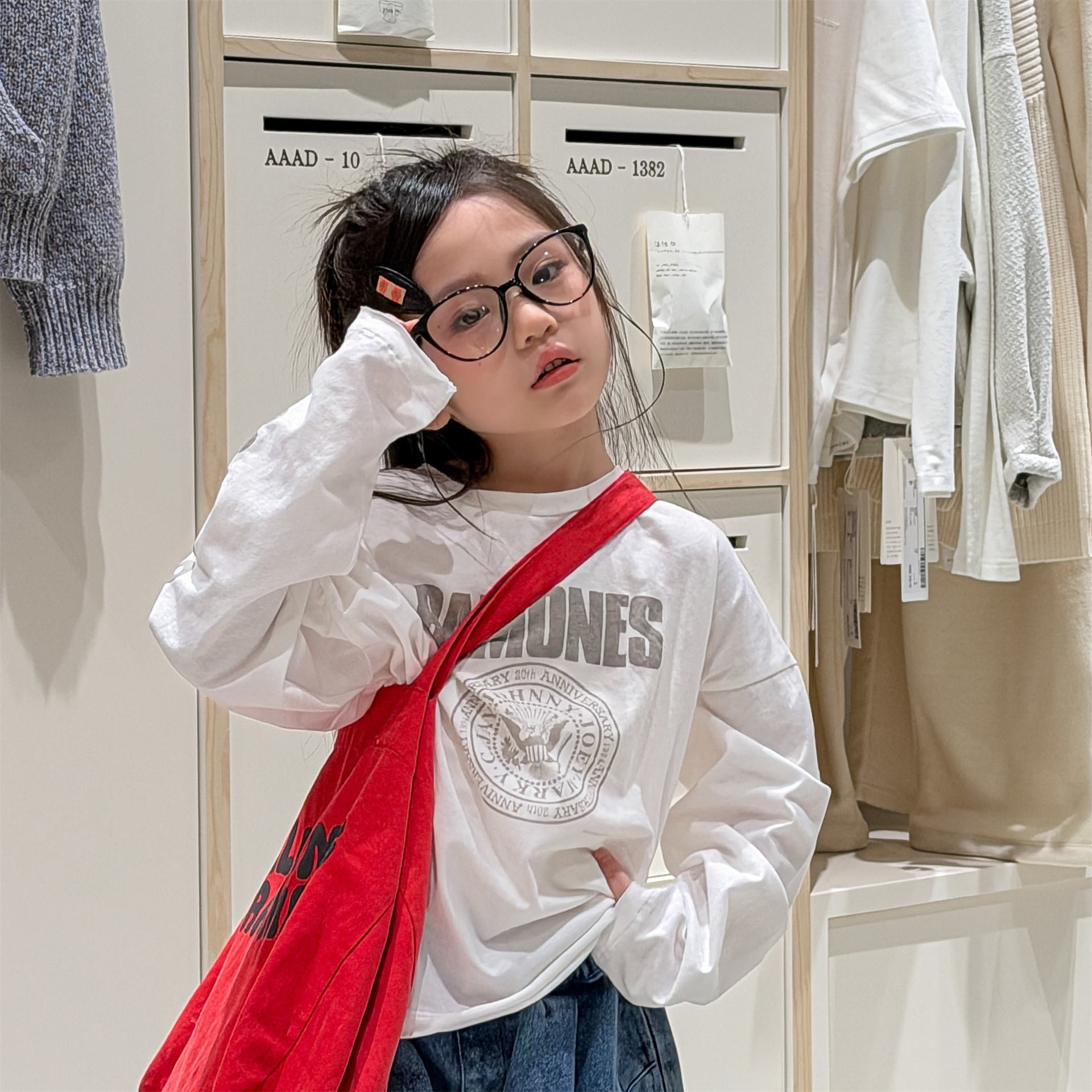 College Graphic Long Sleeve Top カレッジロゴ プリント 長袖 Tシャツ【mh0012473】 ADbaby 長袖Tシャツ