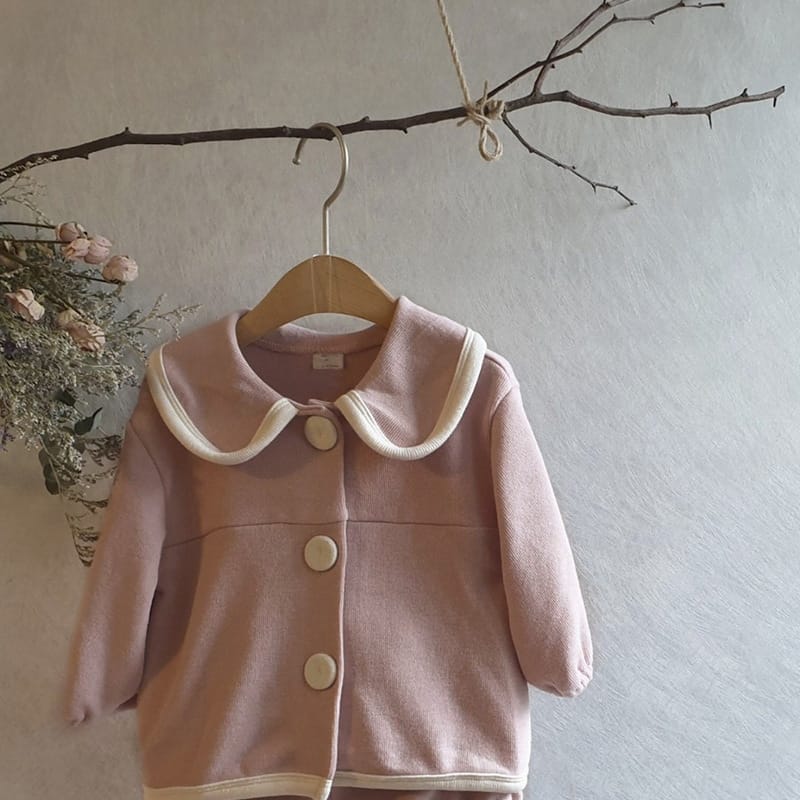 College Style Knit Cardigan & Shorts Set コントラストライン ニット セットアップ【mh0012675】 BBAMMA 長袖セットアップ
