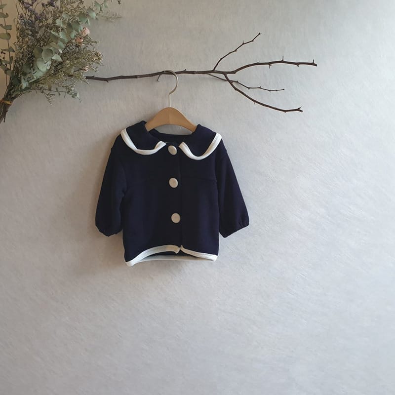 College Style Knit Cardigan & Shorts Set コントラストライン ニット セットアップ【mh0012675】 BBAMMA 長袖セットアップ