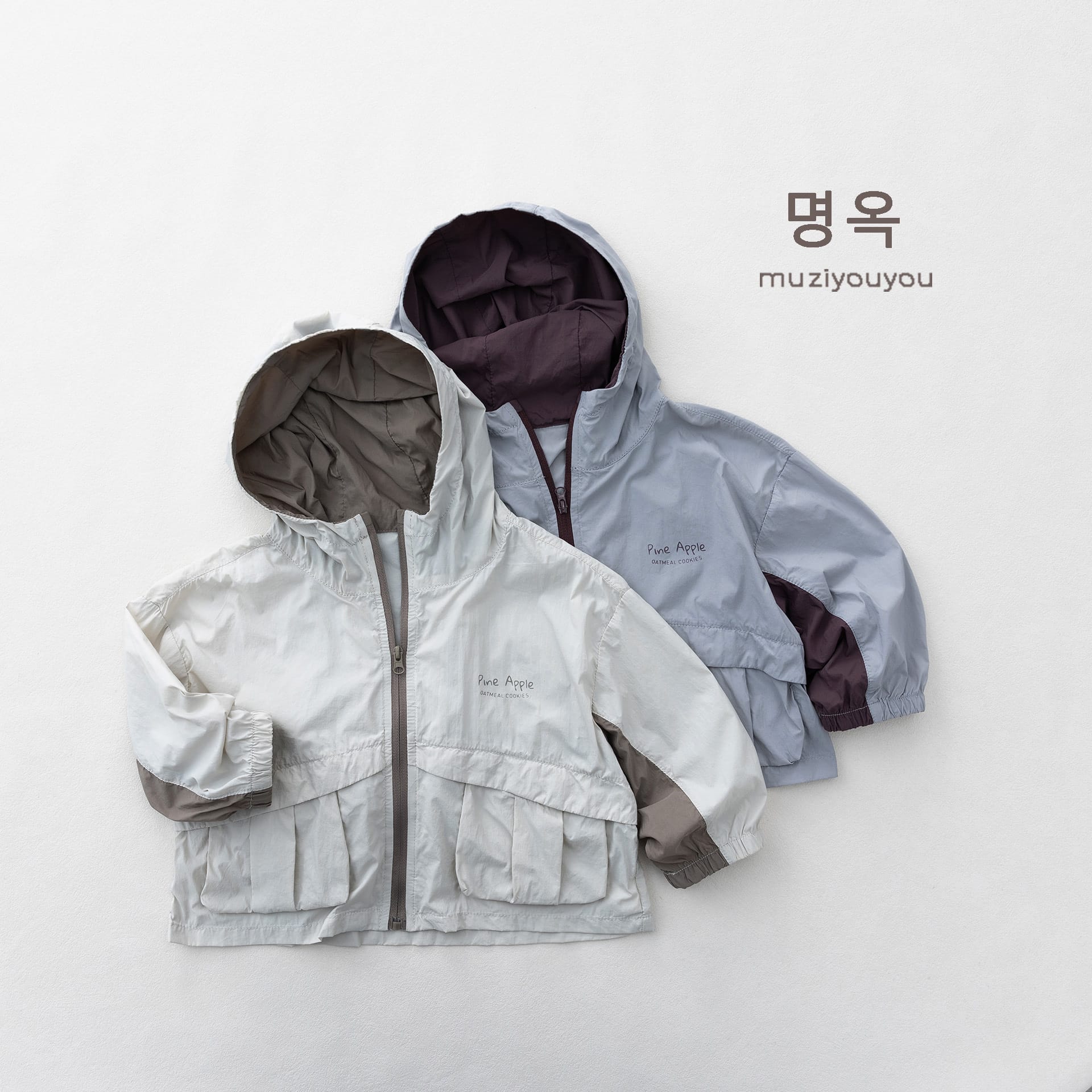 Color Block Hooded Sun Protection Jacket バイカラー 長袖ウィンドブレーカー【mh0013149】 명옥 muziyouyou ショートコート・ジャケット・ジャンパー