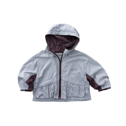 Color Block Hooded Sun Protection Jacket バイカラー 長袖ウィンドブレーカー【mh0013149】 명옥 muziyouyou ショートコート・ジャケット・ジャンパー