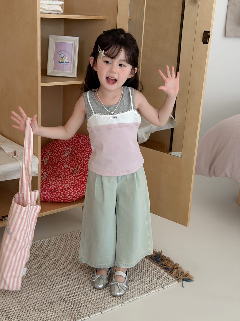 Color-block Layered Camisole Top 重ね着風 レース キャミ タンクトップ【mh0012745】 MaiTianJi タンクトップ・キャミソール・ノースリーブトップス