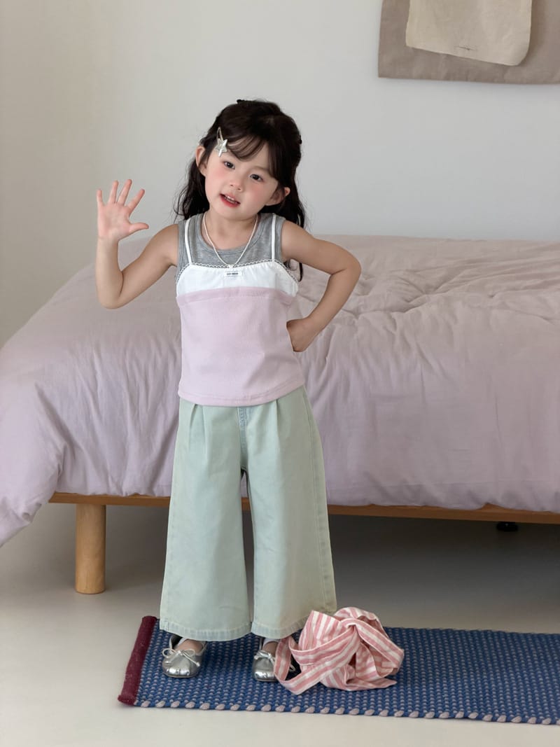 Color-block Layered Camisole Top 重ね着風 レース キャミ タンクトップ【mh0012745】 MaiTianJi タンクトップ・キャミソール・ノースリーブトップス