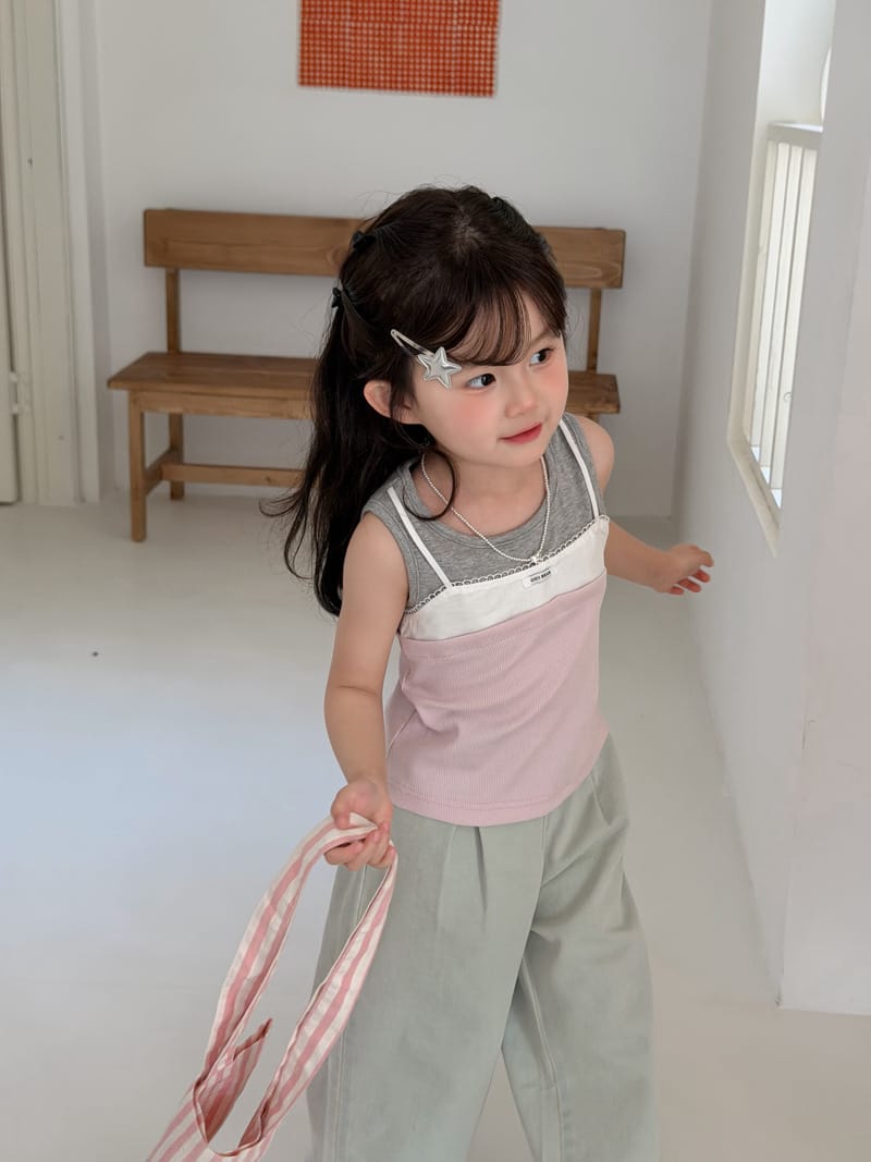Color-block Layered Camisole Top 重ね着風 レース キャミ タンクトップ【mh0012745】 MaiTianJi タンクトップ・キャミソール・ノースリーブトップス