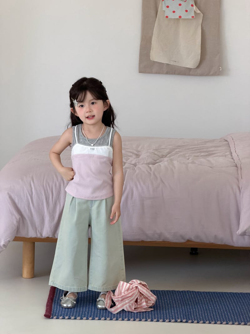 Color-block Layered Camisole Top 重ね着風 レース キャミ タンクトップ【mh0012745】 MaiTianJi タンクトップ・キャミソール・ノースリーブトップス