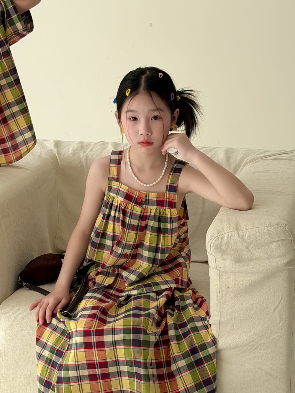 Color-Block Plaid Separates チェック ショートパンツ シャツ キャミソール スカート【mh0013121】 KUMAI.KIDS ノースリーブセットアップ