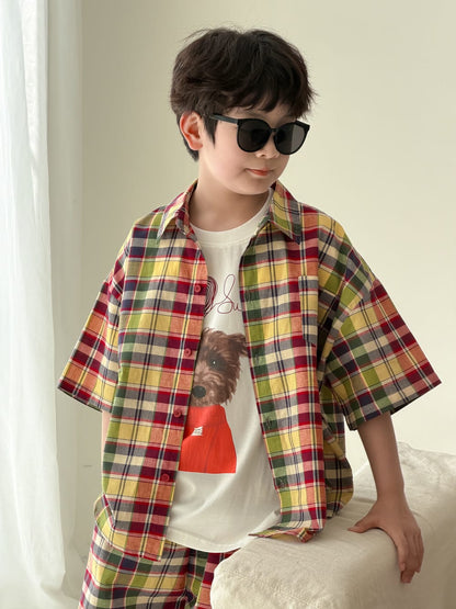 Color-Block Plaid Separates チェック ショートパンツ シャツ キャミソール スカート【mh0013121】 KUMAI.KIDS ノースリーブセットアップ
