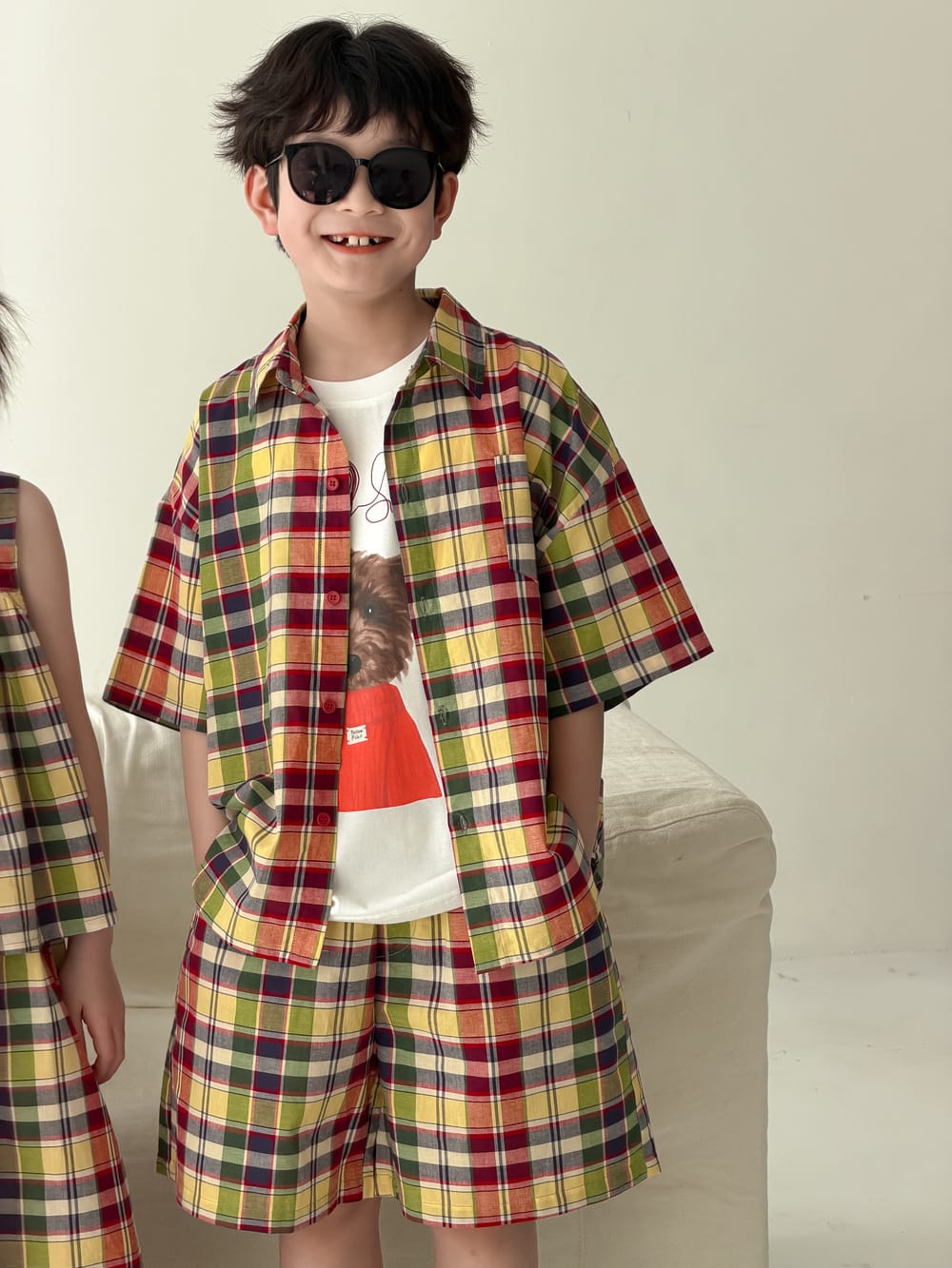 Color-Block Plaid Separates チェック ショートパンツ シャツ キャミソール スカート【mh0013121】 KUMAI.KIDS ノースリーブセットアップ
