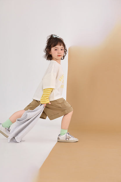 Color Block Striped Letter T-Shirt カラーブロック ボーダー ロゴ 長袖Tシャツ【mh0012375】 HEY BOOBII