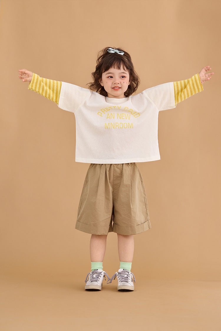 Color Block Striped Letter T-Shirt カラーブロック ボーダー ロゴ 長袖Tシャツ【mh0012375】 HEY BOOBII