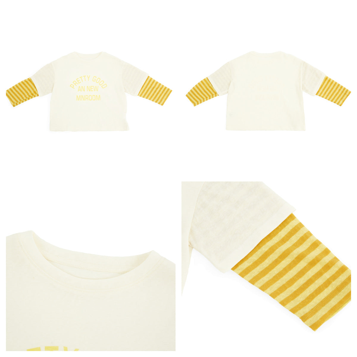 Color Block Striped Letter T-Shirt カラーブロック ボーダー ロゴ 長袖Tシャツ【mh0012375】 HEY BOOBII